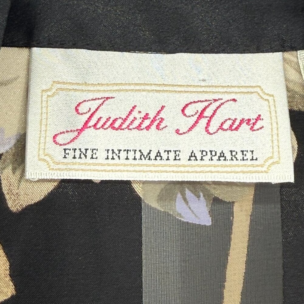 Vintage Judith Hart Black Floral Semi Sheer Maxi Long Robe Kimono Sleeve - Picture 2 of 12